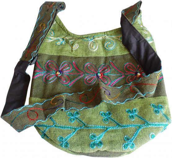 FAIR TRADE PADDED COTTON EMBROIDERED HIPPY BOHO SHOULDER SHOPPING BAG - Image 2