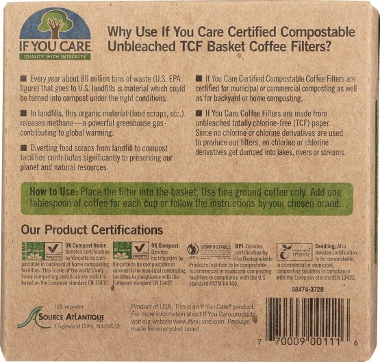 If You Care 17504 Basket Coffee Filter, Fits 8-12 Cup Drip Coffee Makers, 100 Pieces - Image 2