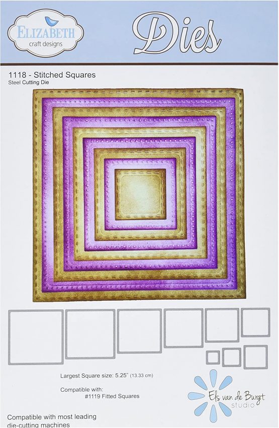 Elizabeth Craft Designs Metal Die Stitched Squares, 5.25-inch Large st, Acrylic, Multicoloured, 0.1 x 5.9 x 10.4 cm