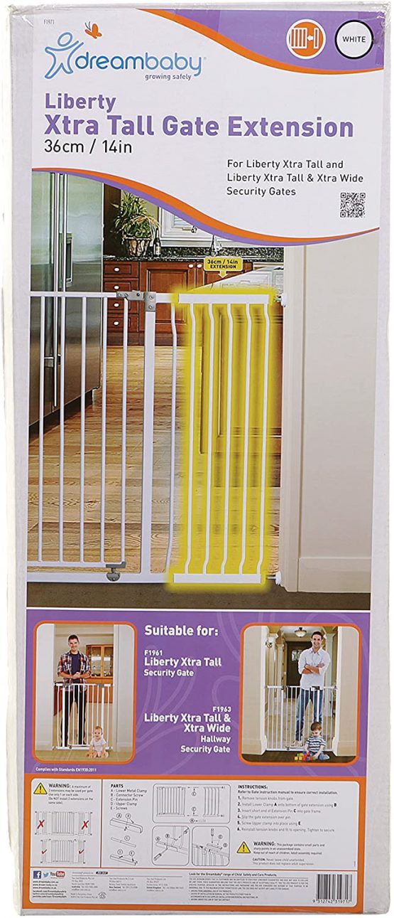 Dreambaby, Liberty Tall Wide Gate Extension 36 cm White, Black - Image 2