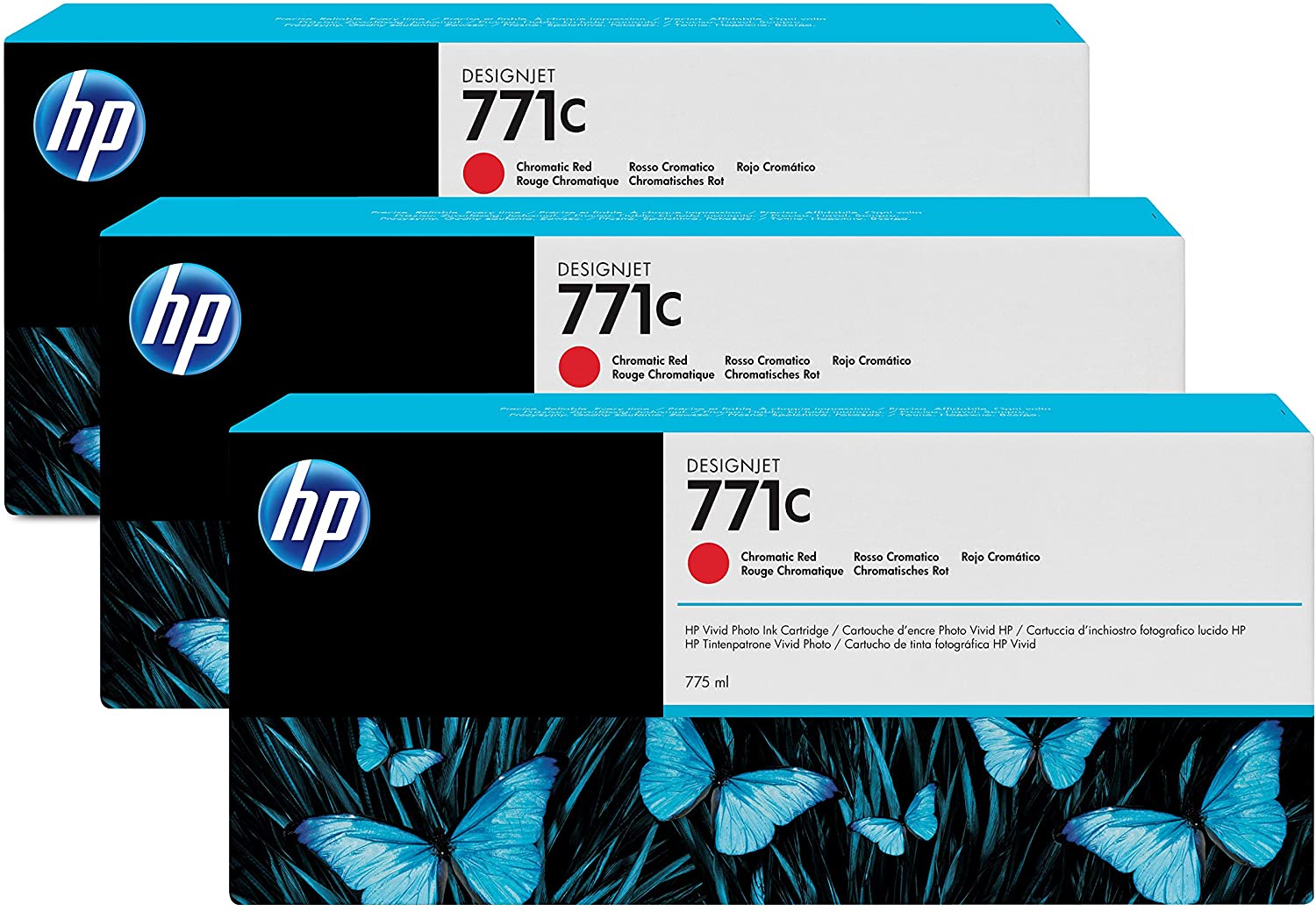 HP 771C 775ml Designjet Ink Cartridge - Chromatic Red (Pack of 3) - Image 2