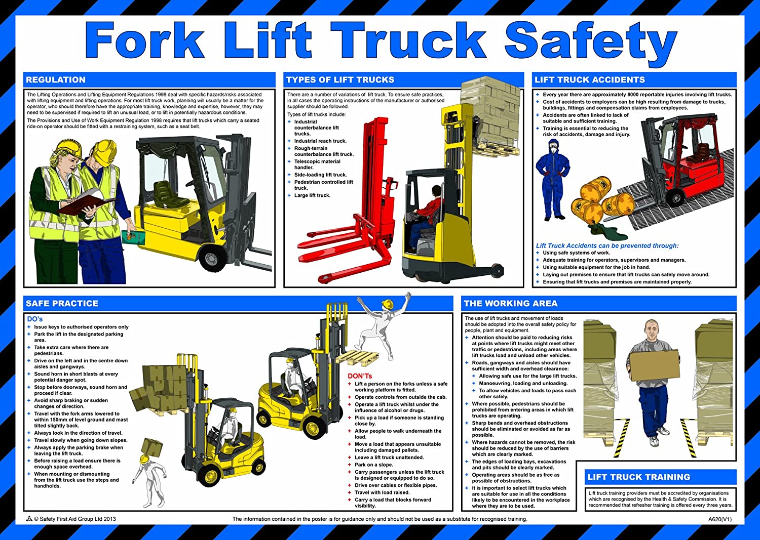 Safety First Aid Group A620T 6899, Fork Lift and Truck Safety, Forklift Safety, Poster