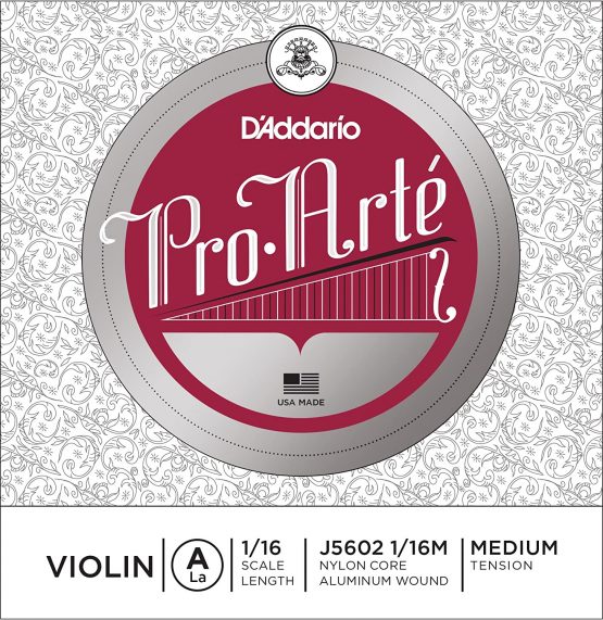 D'Addario Pro-Arte Violin Single A String, 1/16 Scale, Medium Tension