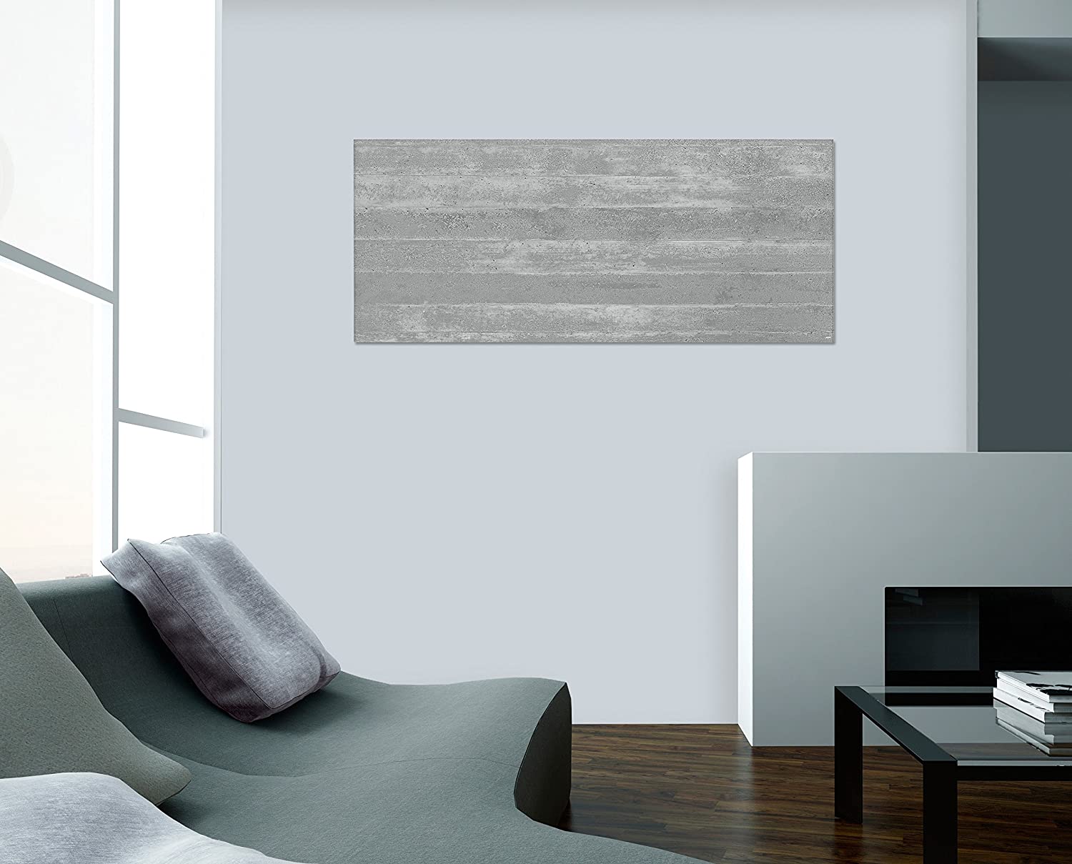SIGEL GL248 Premium Glass magnetic Board, glossy surface, 130 x 55 cm, easy mounting, Grey - Artverum, gray concrete - Image 2
