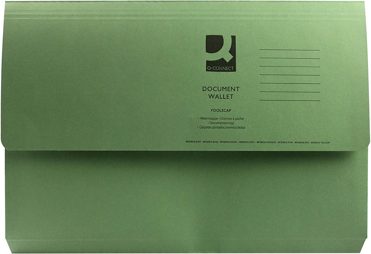 Q-Connect Document Wallet Foolscap Green (Pack of 50) KF23012