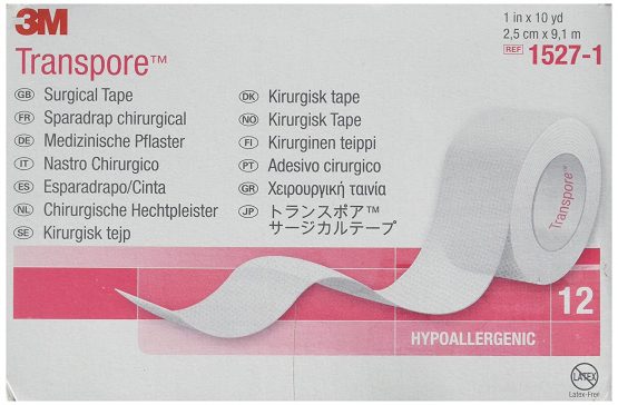 3M Transpore Tape 1" x 10 yd Box: 12