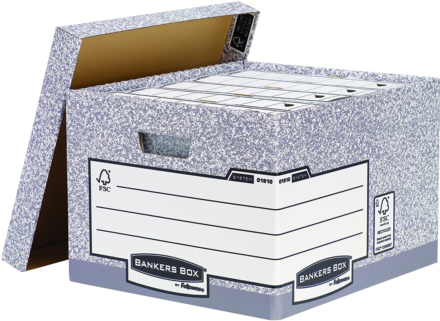 Bankers Box System Large Storage Box with Fastfold - Grey, Pack of 10 - Image 3