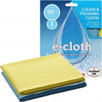 E-Cloth Glass & Polishing Cloth, Microfibre, Assorted Colours, 2 Pack