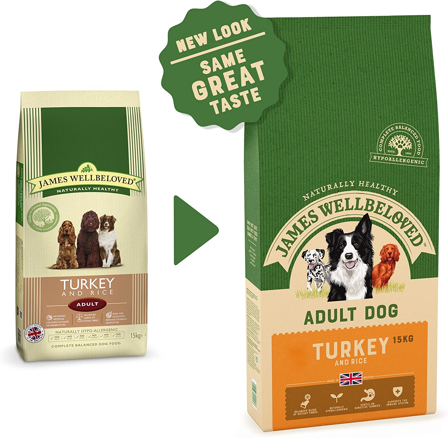 JAMES WELLBELOVED - Hypoallergenic Adult Dry Dog Food - 15 kg - Turkey & Rice - Bulk Dog Food Pack, Brown, 15 kg (Pack of 1) - Image 3