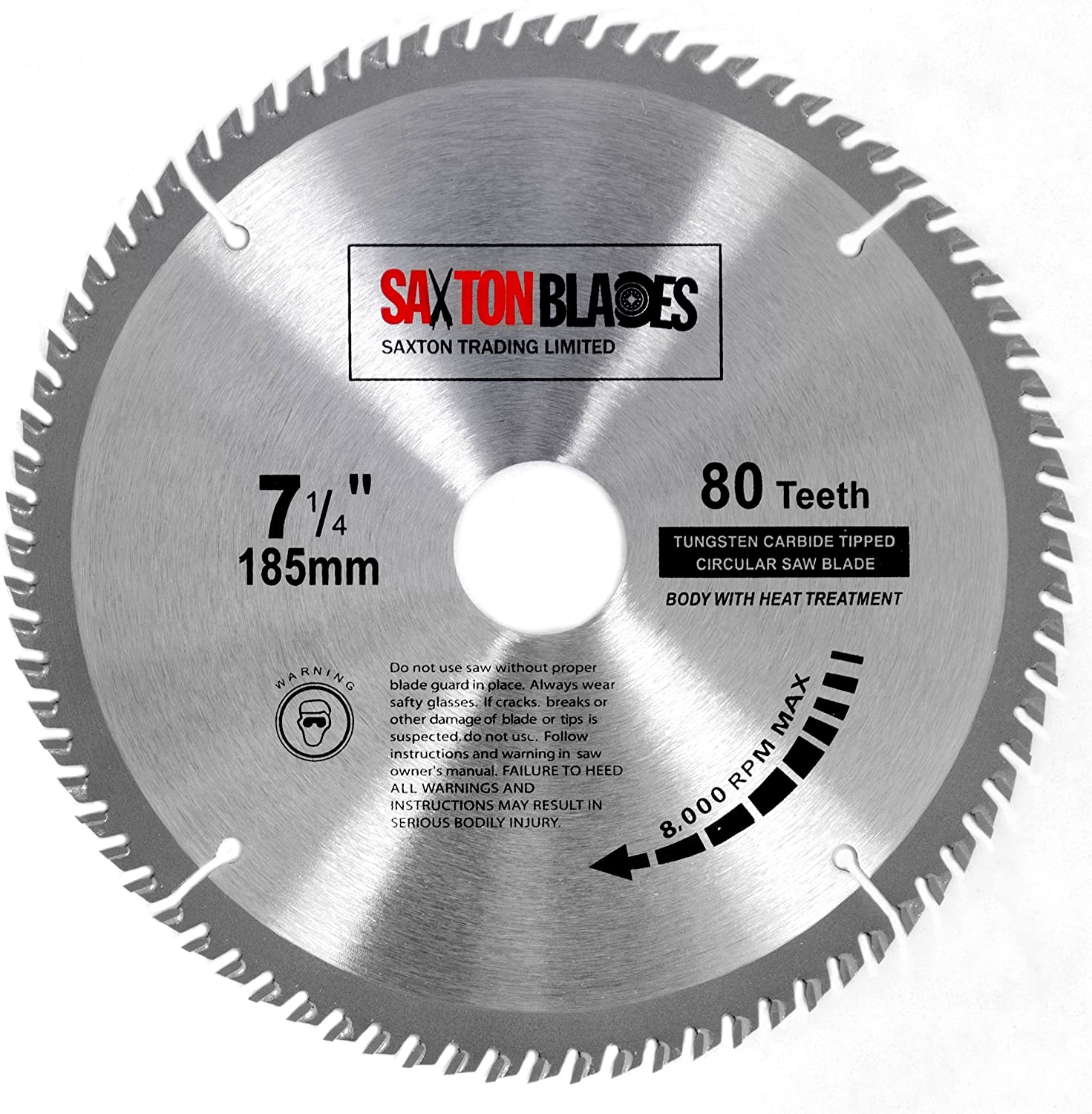 TCT18580T Saxton TCT Circular Wood Saw Blade 185mm x 30mm Bore x 80T for Bosch Makita Dewalt Fits 190mm Saws