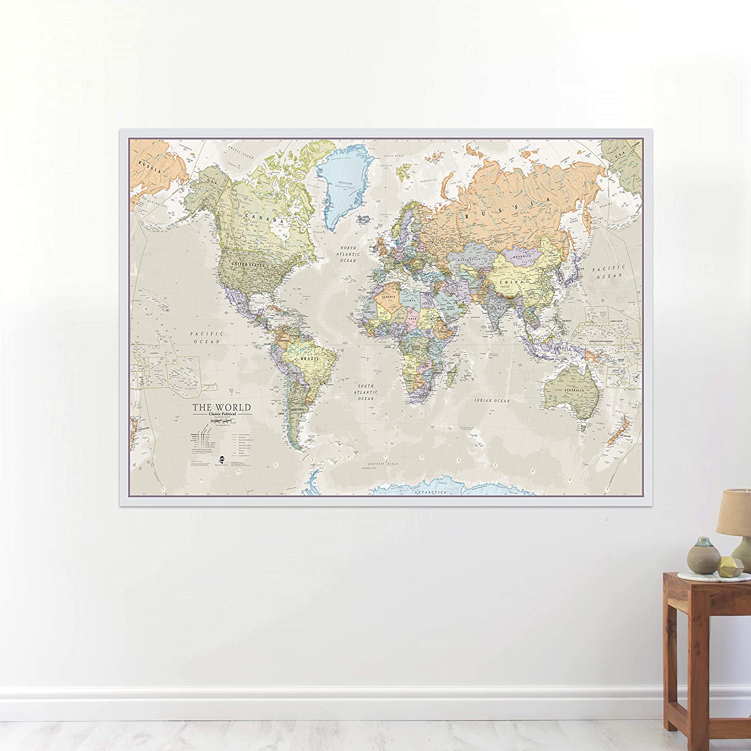 Classic World Map - Maps International - Front Lamination - A0 118.9 x 84.1 cm, Classic Medium, SIZE - A0 118.9 (w) x 84.1 (h) cm - Image 2
