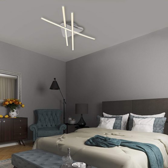 B.Kt - Modern Design LED Ceiling Light, 3X 8W LED Boards Included, Warm White 2400 lm, Silver - Image 4