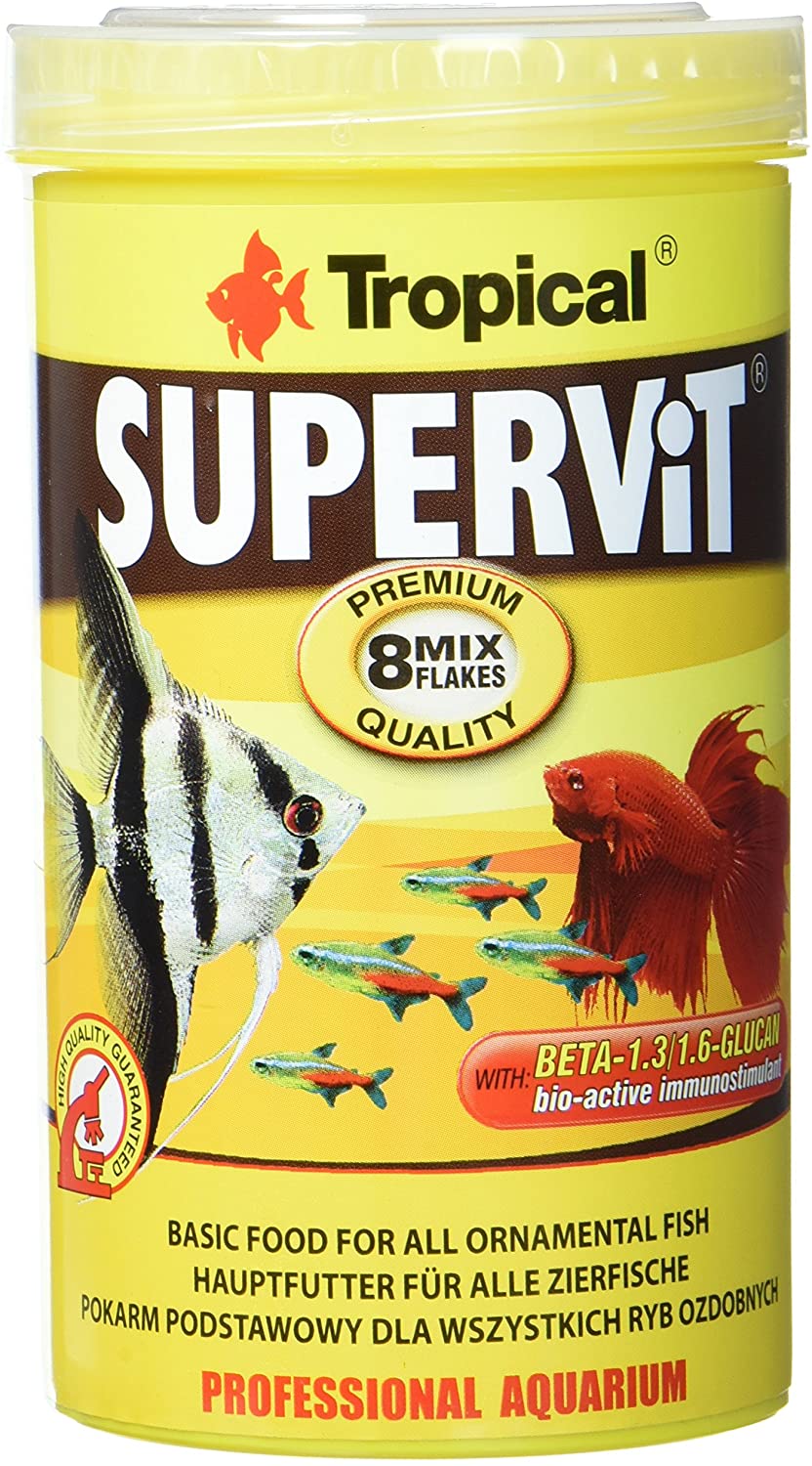 SUPERVIT 500ml / 100g - multi-ingredient flake food for omnivorous & carnivorous fish (immune support, growth & color enhancement)