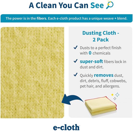 E-Cloth Dusting Cloth, Reusable Dust Cleaning Cloths, 300 Wash Guarantee, 2 Count - Image 4
