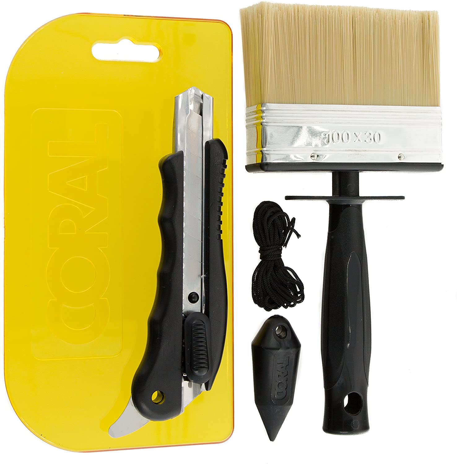 Coral 69505 Paperwiz Original Wallpaper Tool Kit with Knife Brush and Plumb Bob for Paper-Hanging 4 Piece Pack Set