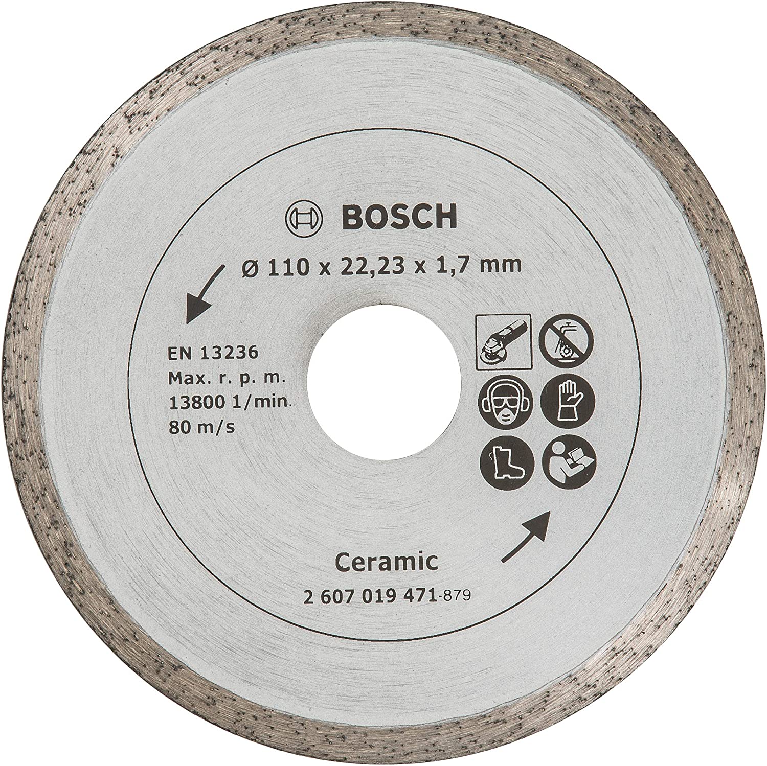 Bosch 2607019471 Diamond Cutting Disc for 110 mm Diameter Tiles, Metallic, Silver