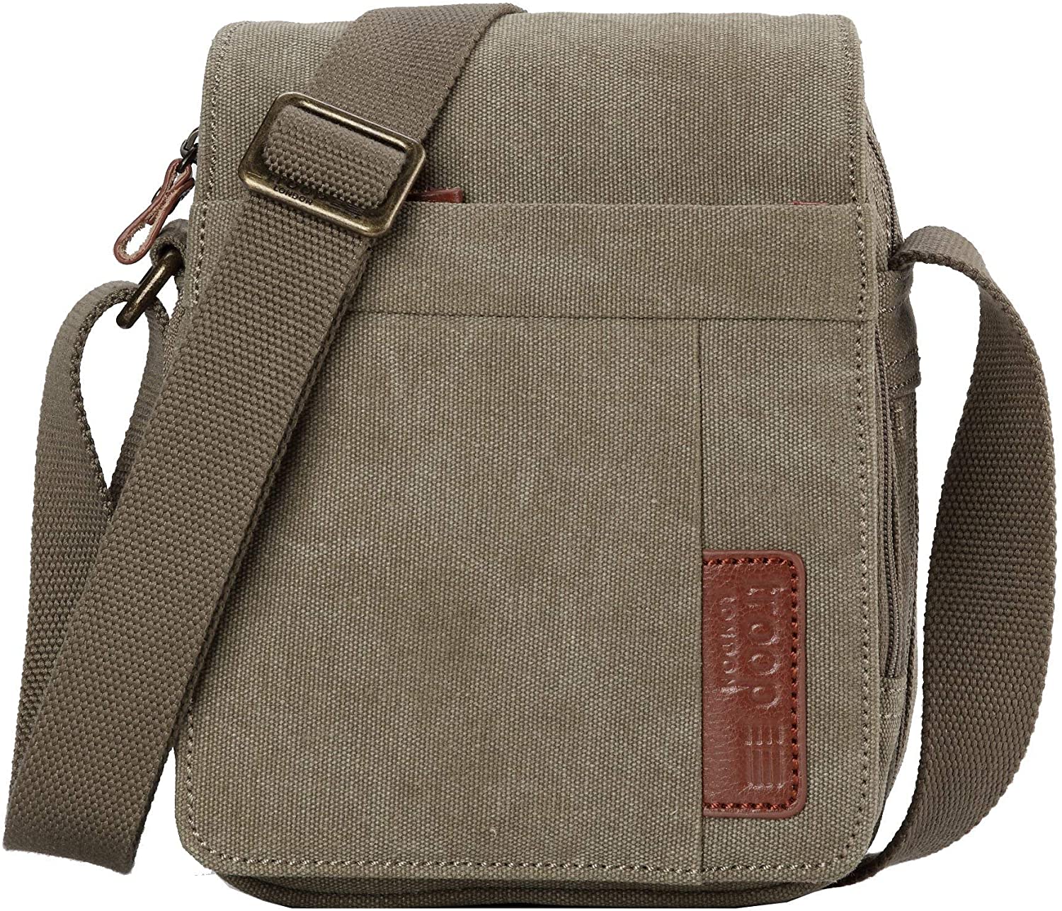 Troop London TRP0220 Classic Canvas Across Body Bag Khaki