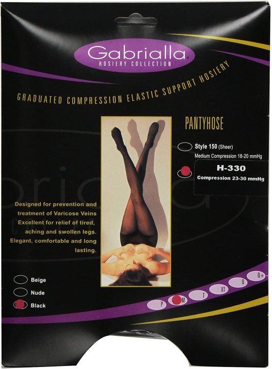 GABRIALLA 23-30 mmHg Medium Black H-330 Sheer Pantyhose Compression - Pack of 2 - Image 2