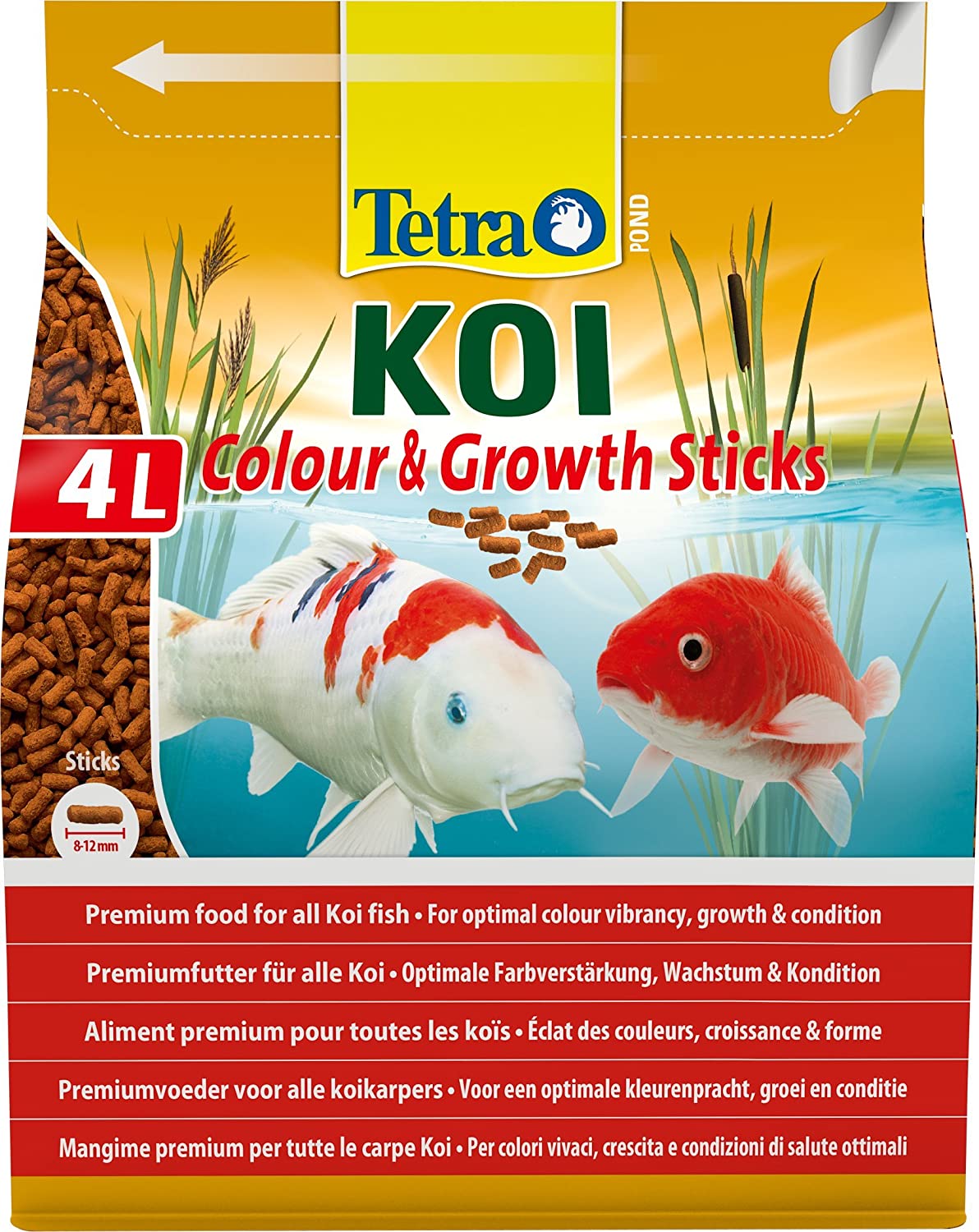 Tetra Koi Pond Fish Food Colour & Growth Sticks 1.2kg - biologically balanced for larger koi fish, 1.2 kg (Pack of 1)