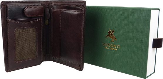 Mens Italian Leather Stylish RFID Protected Tri-Fold Wallet by Visconti Gift Box - Image 2
