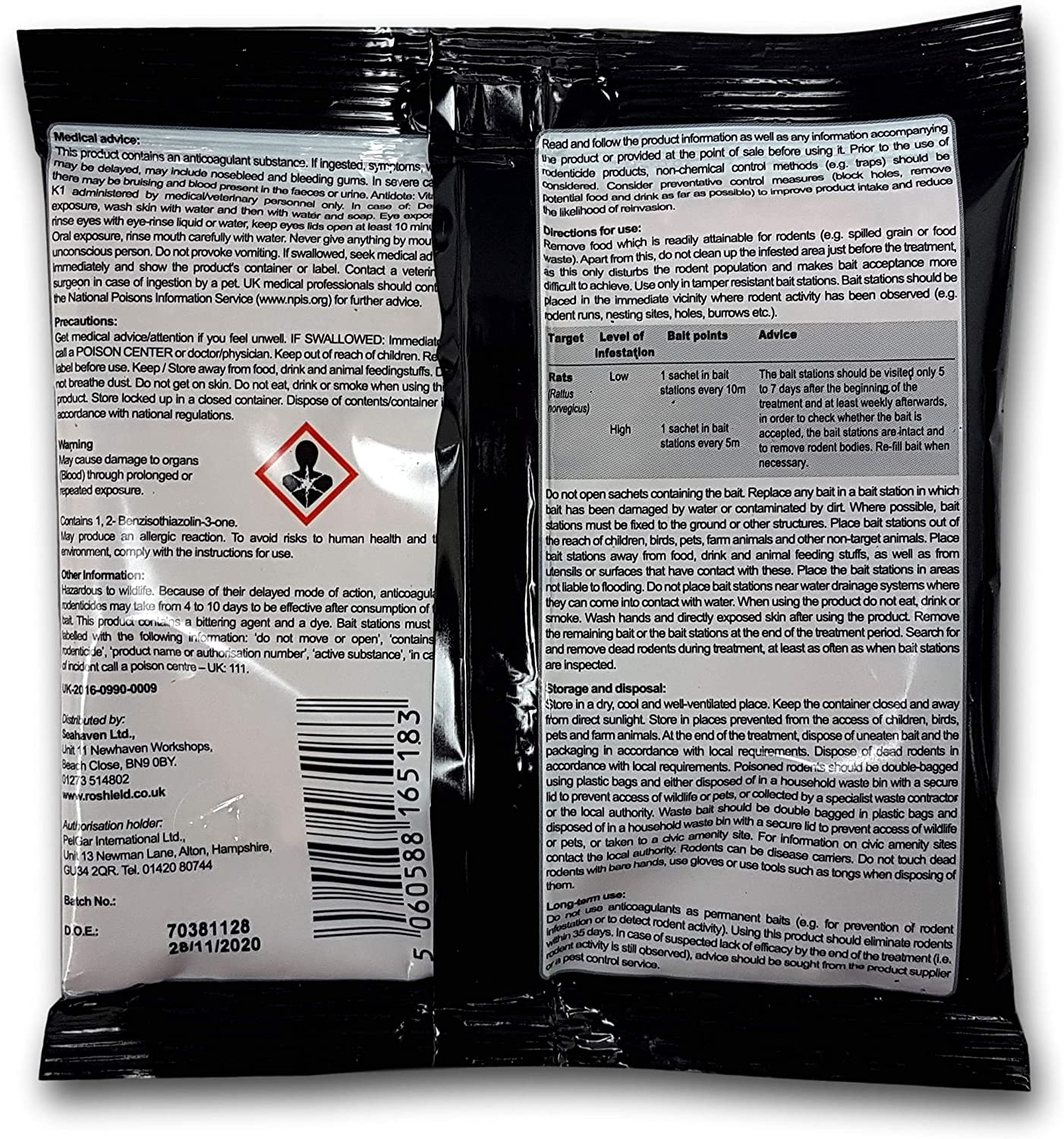 Roshield 1kg Whole Wheat Bait Rat & Mouse Killer Sachet Kit - Image 4