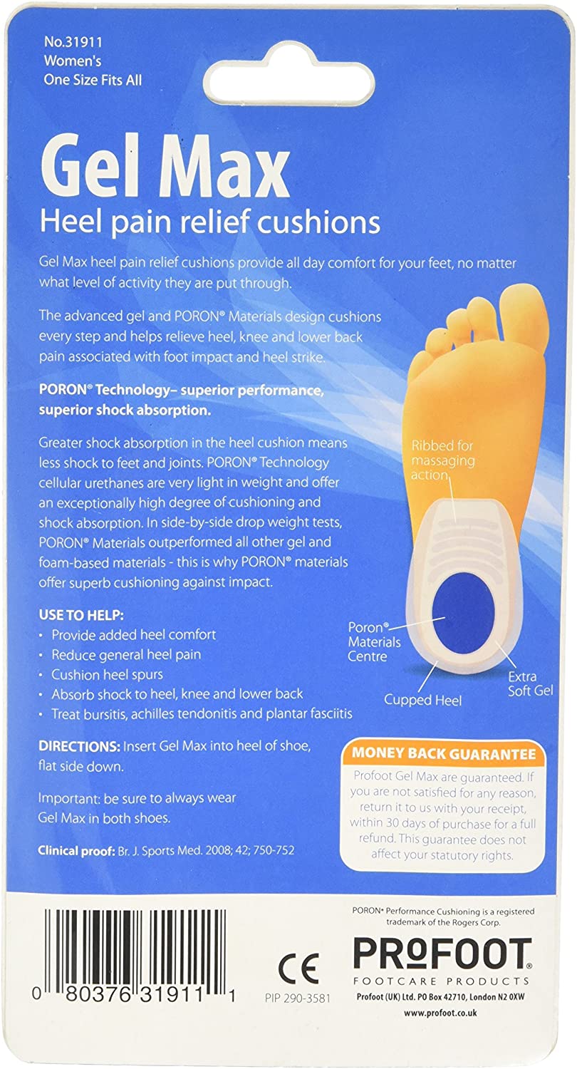 Profoot Gel Max Cushions for Heel Pain, Women's Heel Cushions, Gel Pad Cushions Ideal for Heel Spur Plantar Fasciitis - Image 2