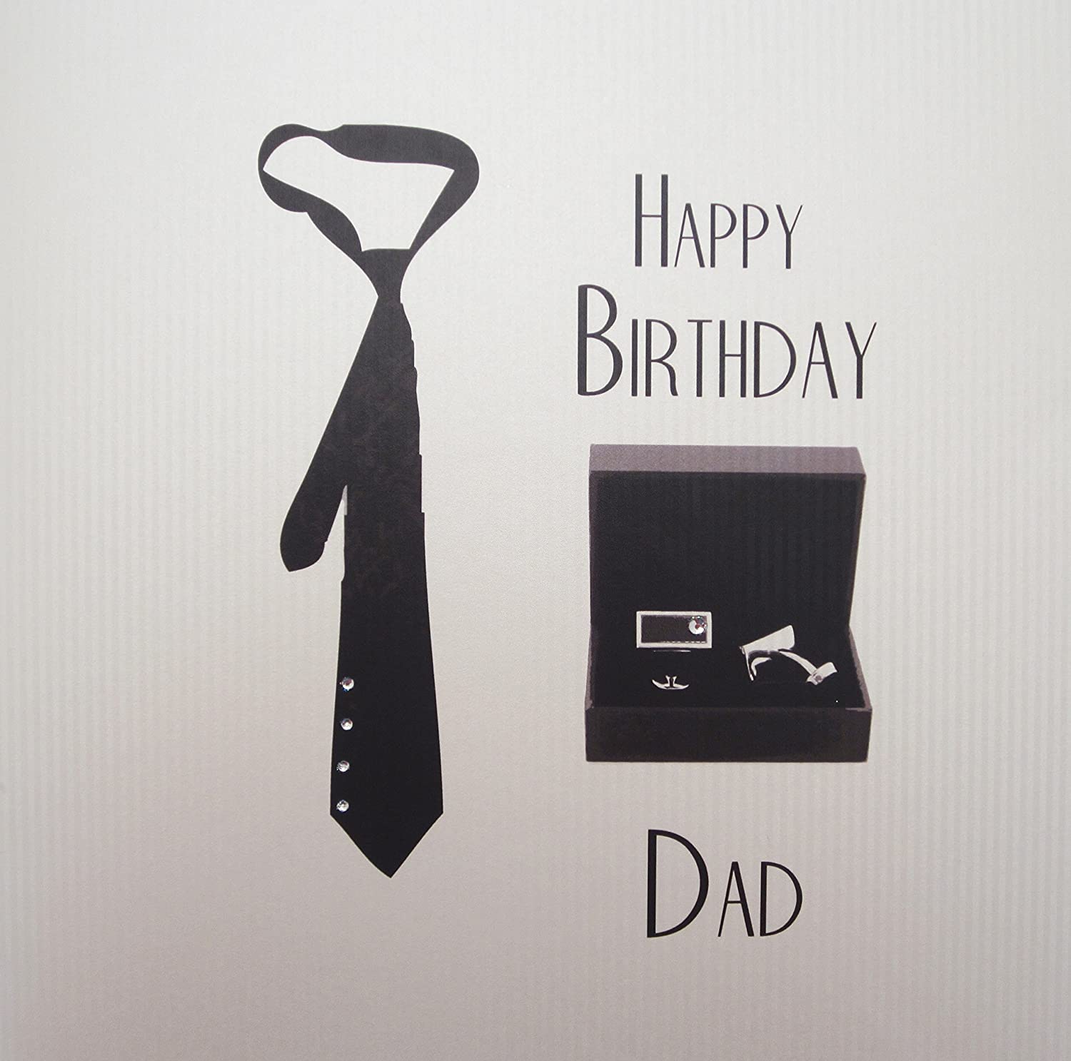 WHITE COTTON CARDS Happy Dad, Handmade Large Birthday Card (Tie & Cufflinks), 22cm x 22cm