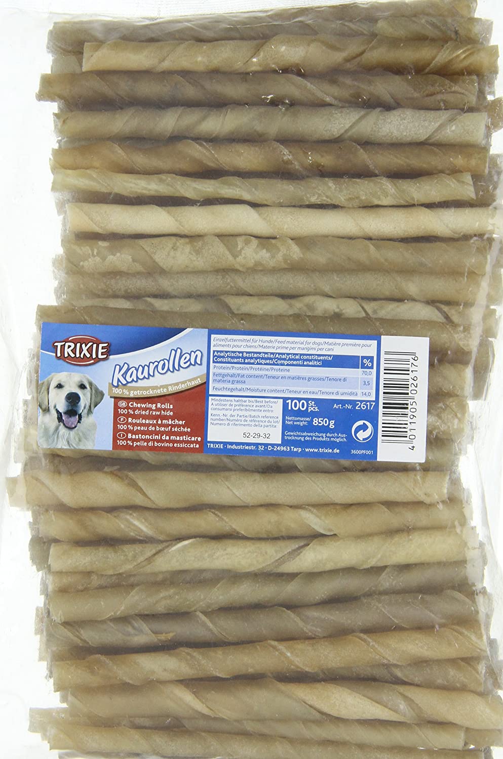 TRIXIE chew rolls made from dried beef hide - 100 pieces - gluten-free - no added sugar - monoprotein snack - 12 cm/ø 9-10 mm - 2617 - Image 2