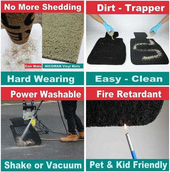 Nicoman® Spaghetti Pet Mats｜Non-Shedding & Jet-Washable Easy-Clean & Dirt-Trapper Barrier Non-slip Cat Dog Litter Mat｜ Welded Bow-Tie Shape (45x75cm,Grey) - Image 3