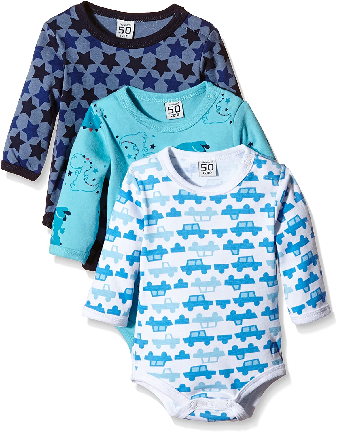 Care Baby Body Langarm aus 100% Baumwolle (3er Pack), Dark Navy, 86
