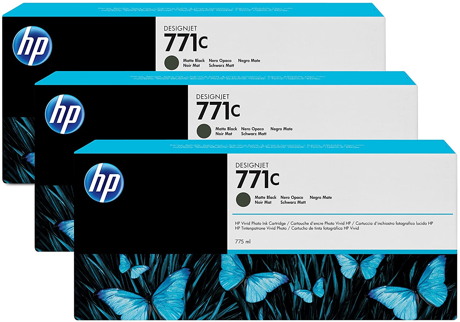 HP 771C 775ml DesignJet Ink Cartridge - Matte Black (Pack of 3) - Image 3