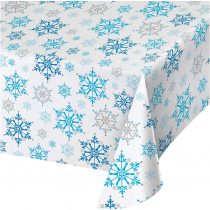 Creative Converting Plastic Tablecover-1 Pc, Snowflake Swirls, 54 x 102