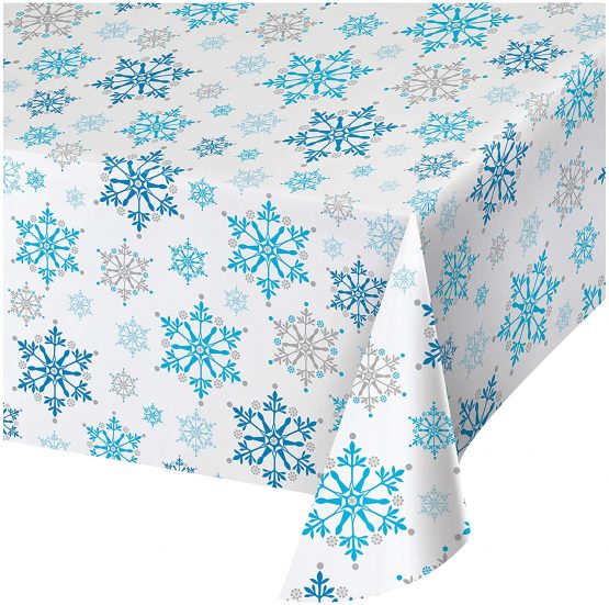 Creative Converting Plastic Tablecover-1 Pc, Snowflake Swirls, 54 x 102