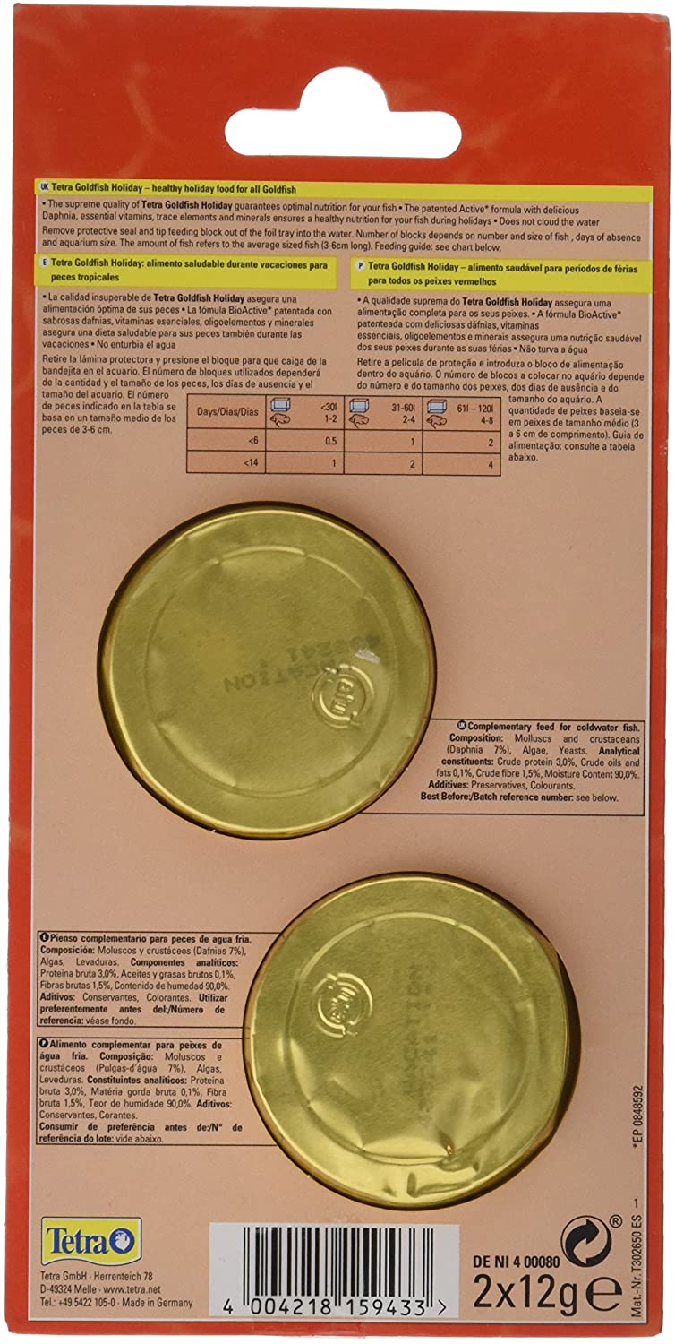 Tetra Goldfish Holiday - Holiday food for all goldfish healthy nutrition for up to 14 days, 2 X 12 g gel food block - Image 2