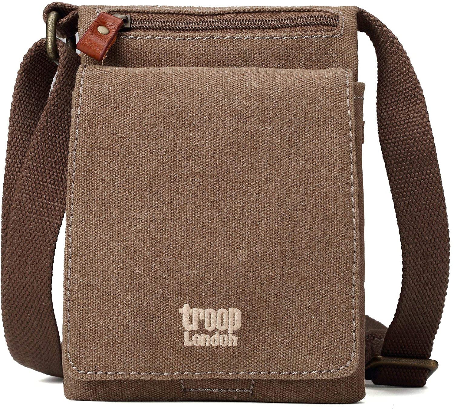 Troop London TRP0243L Classic Canvas Across Body Bag Brown