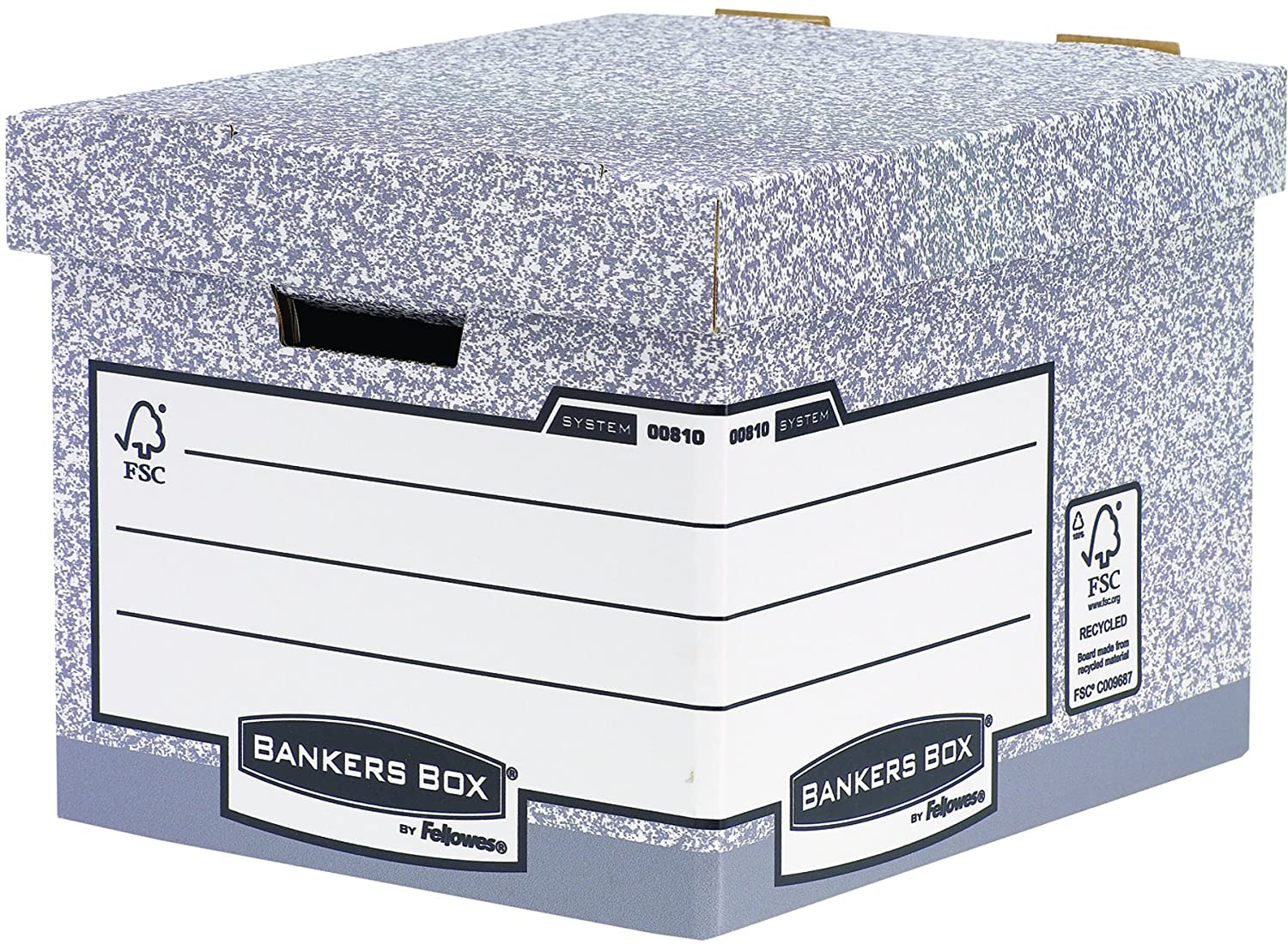 Bankers Box System Large Storage Box with Fastfold - Grey, Pack of 10