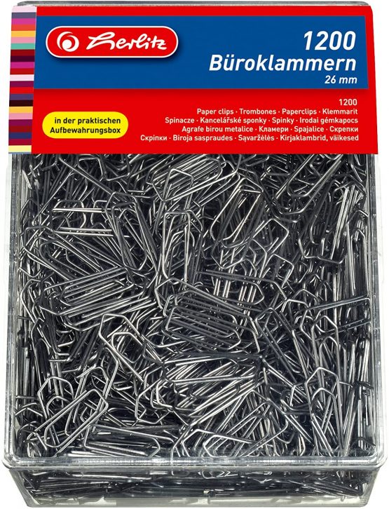 Herlitz 26mm Zinc Plated Paper Clip (1200 Pieces)