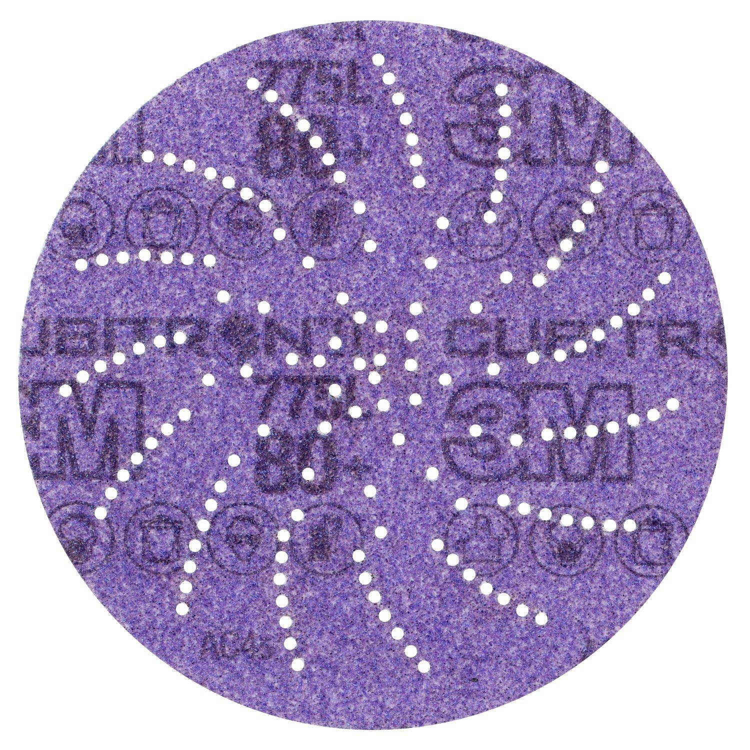 3M Xtract Cubitron II Film Disc 775L, 127 mm, 80+, Clean Sand, 50 Discs per Pack, Purple