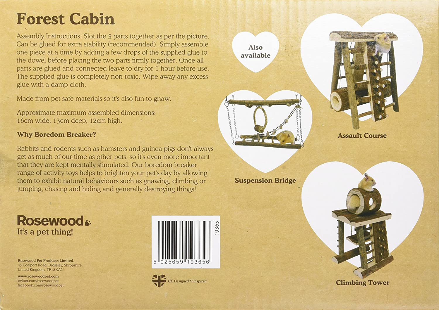 Rosewood Boredom Breaker Forest Cabin, Activity Toy for Small Animals, brown - Image 3