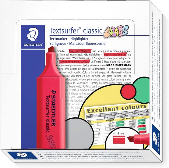 STAEDTLER Textsurfer Classic Highlighter in Excel Colour Red - Box of 10 - Image 4