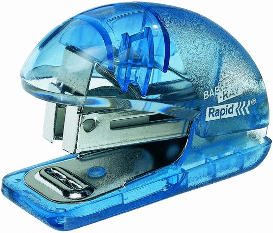 Rapid Mini Stapler, 10 Sheet Capacity, Ergonomic Plastic Body, Includes Staples, Fashion Baby Ray, 10184032 - Transparent Sky Blue