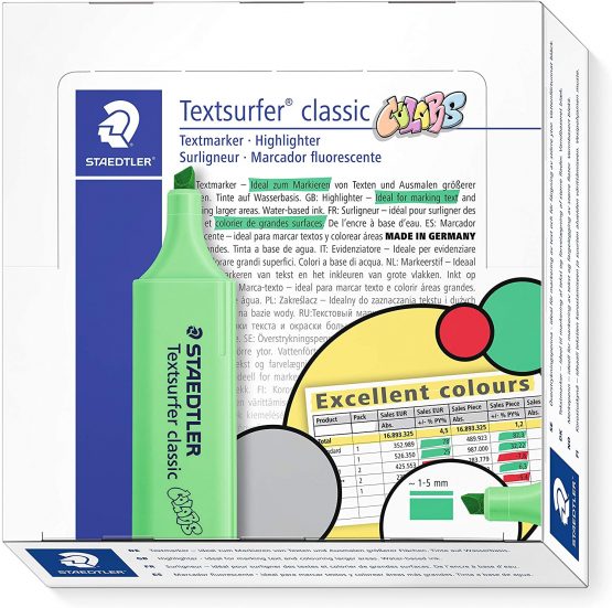 STAEDTLER Textsurfer Classic Highlighter in Excel Colour Green - Box of 10 - Image 4