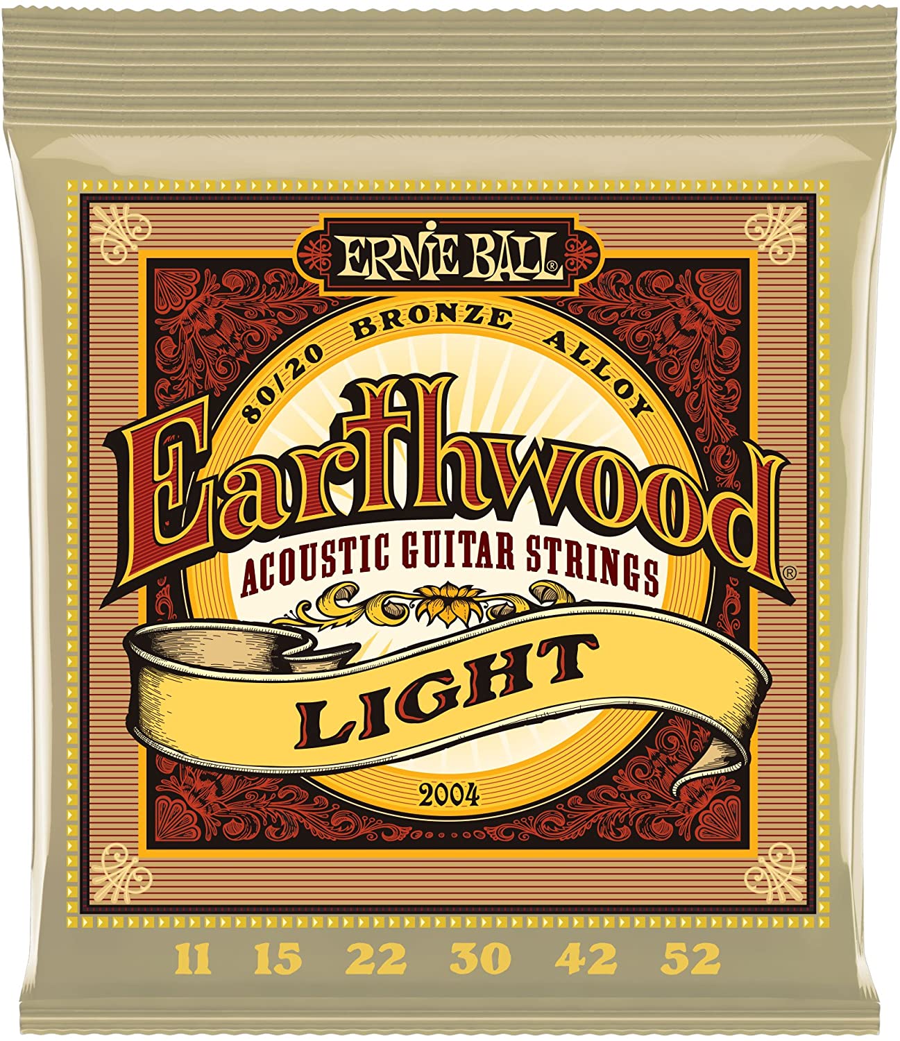 Ernie Ball Earthwood Light 80/20 Bronze Acoustic Guitar Strings - 11-52 Gauge