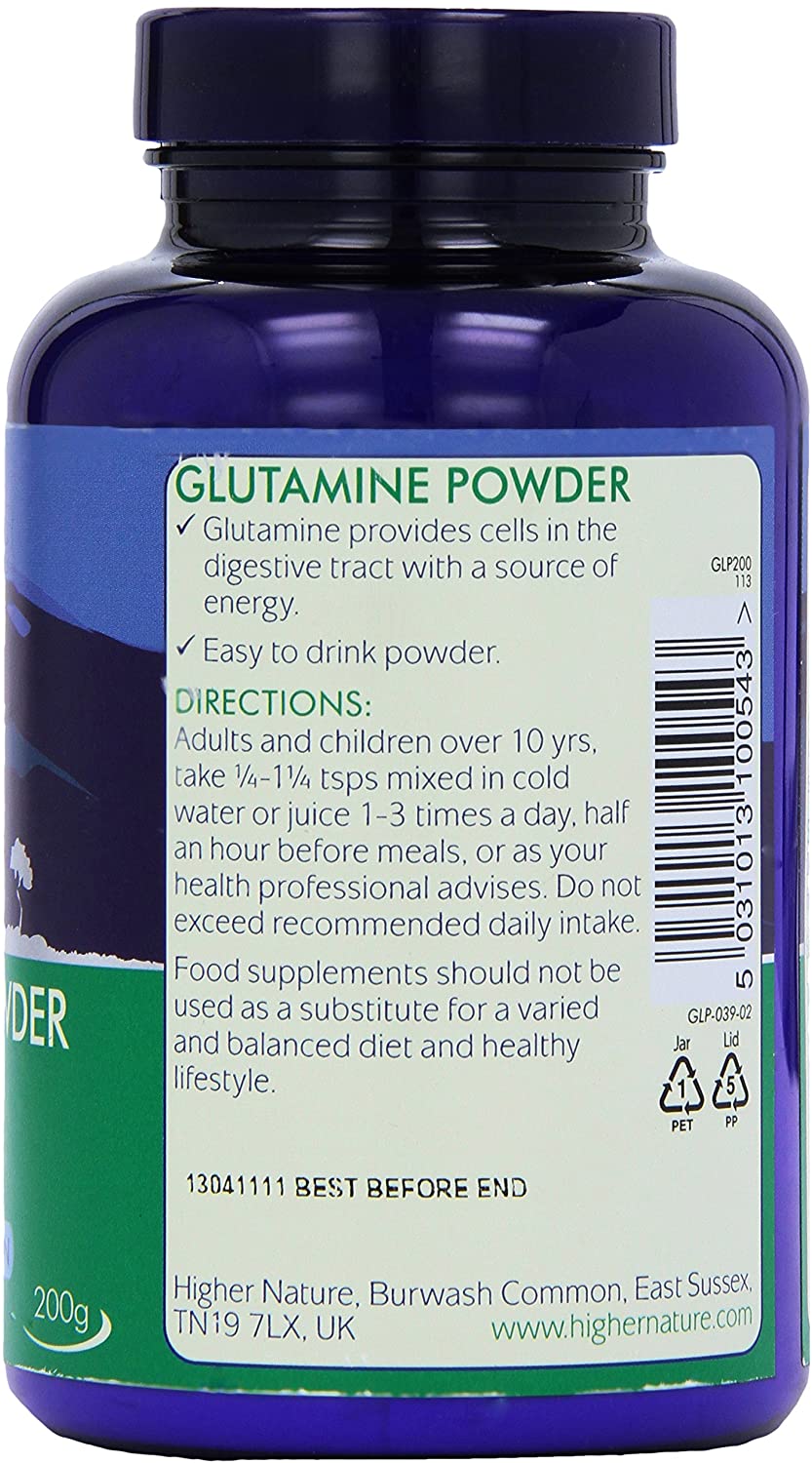 Higher Nature - Glutamine Powder - Amino Acid - Pure Glutamine for Gut Health - Vegetarian & Vegan - 200g - Image 2