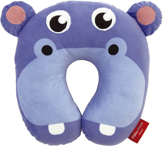 ARDITEX Fisher-Price Coussin De Nuque Hippopotame En Polyester 27X27X6Cm Travel Pillow, 27 cm, Blue (Bleu)