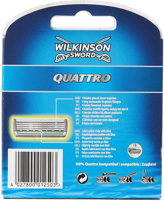 Wilkinson Sword Systems Quattro Men's Razor Blade Refills x 8 - Image 2
