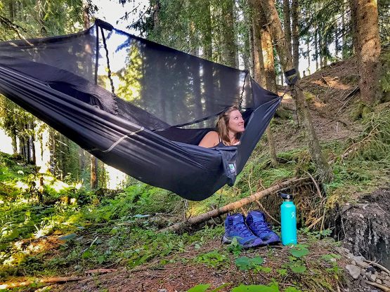 Hammock Bliss Sky Bed Bug Free - Insect Free Hanging Tent That Hangs Like A Hammock But Sleeps Like A Bed - Unique Asymmetrical Design Creates An Amazing Lay Flat Camping Hammock Sleeping Experience - Image 2