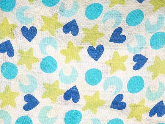 Ti TIN - Baby Muslin, 125x125 cm | Muslin Scarf, Light and Soft Bamboo Fibre, Gauze Cloth Versatile, as Blanket, swaddling Blanket, Neckerchief/Bandanna, Burp Cloth etc, Hearts-Moon-Star Design,Green - Image 4