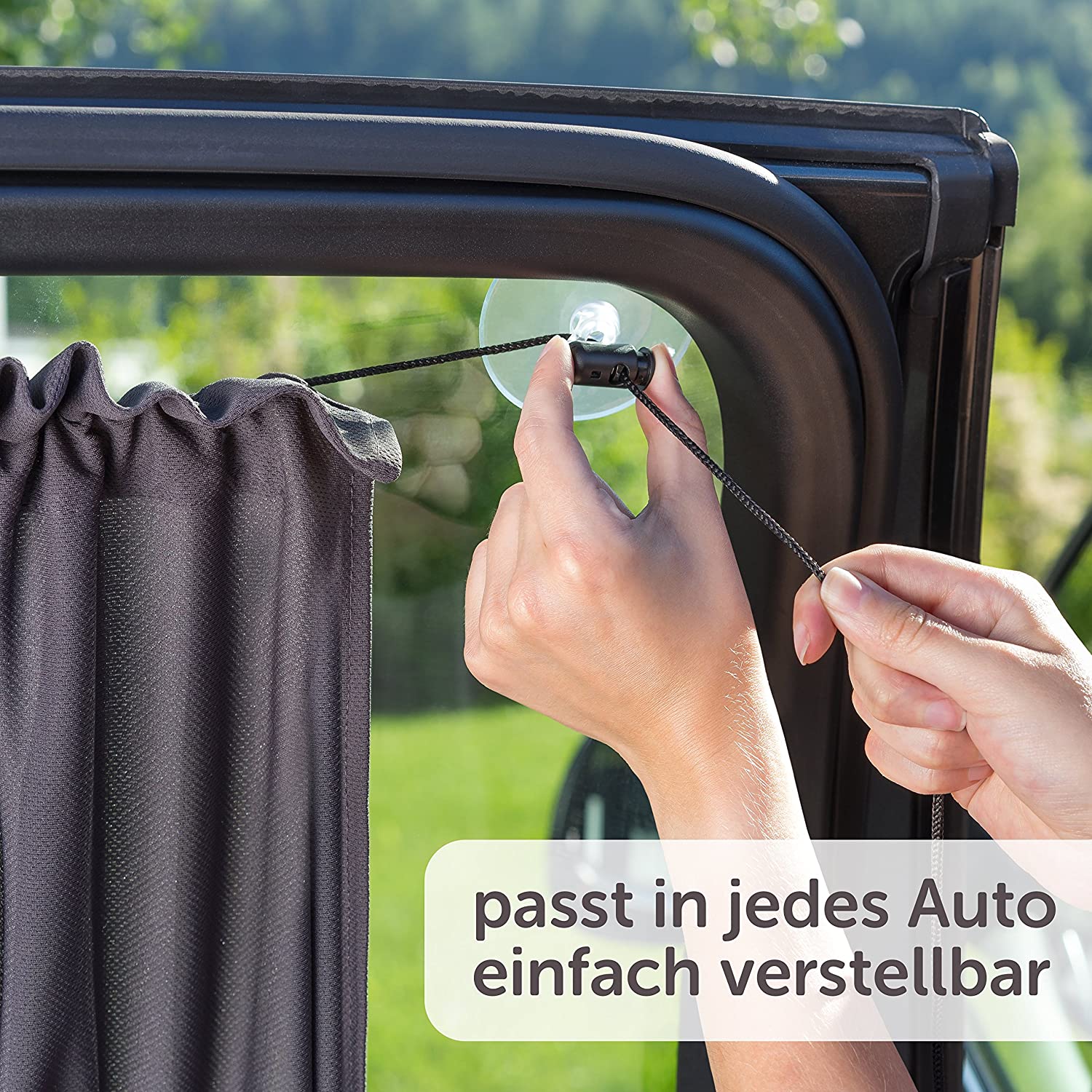 Zamboo Car Window Sun Shade with Curtain Drawstring / 68x 50cm - Grey (1 Pack) - Image 3