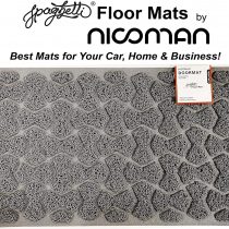 Nicoman® Spaghetti Pet Mats｜Non-Shedding & Jet-Washable Easy-Clean & Dirt-Trapper Barrier Non-slip Cat Dog Litter Mat｜ Welded Bow-Tie Shape (45x75cm,Grey)